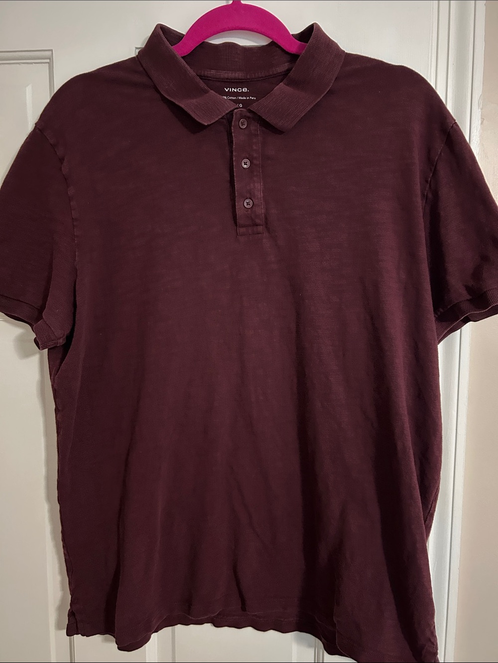 Vince Men's Burgundy Polo Shirt Size Large